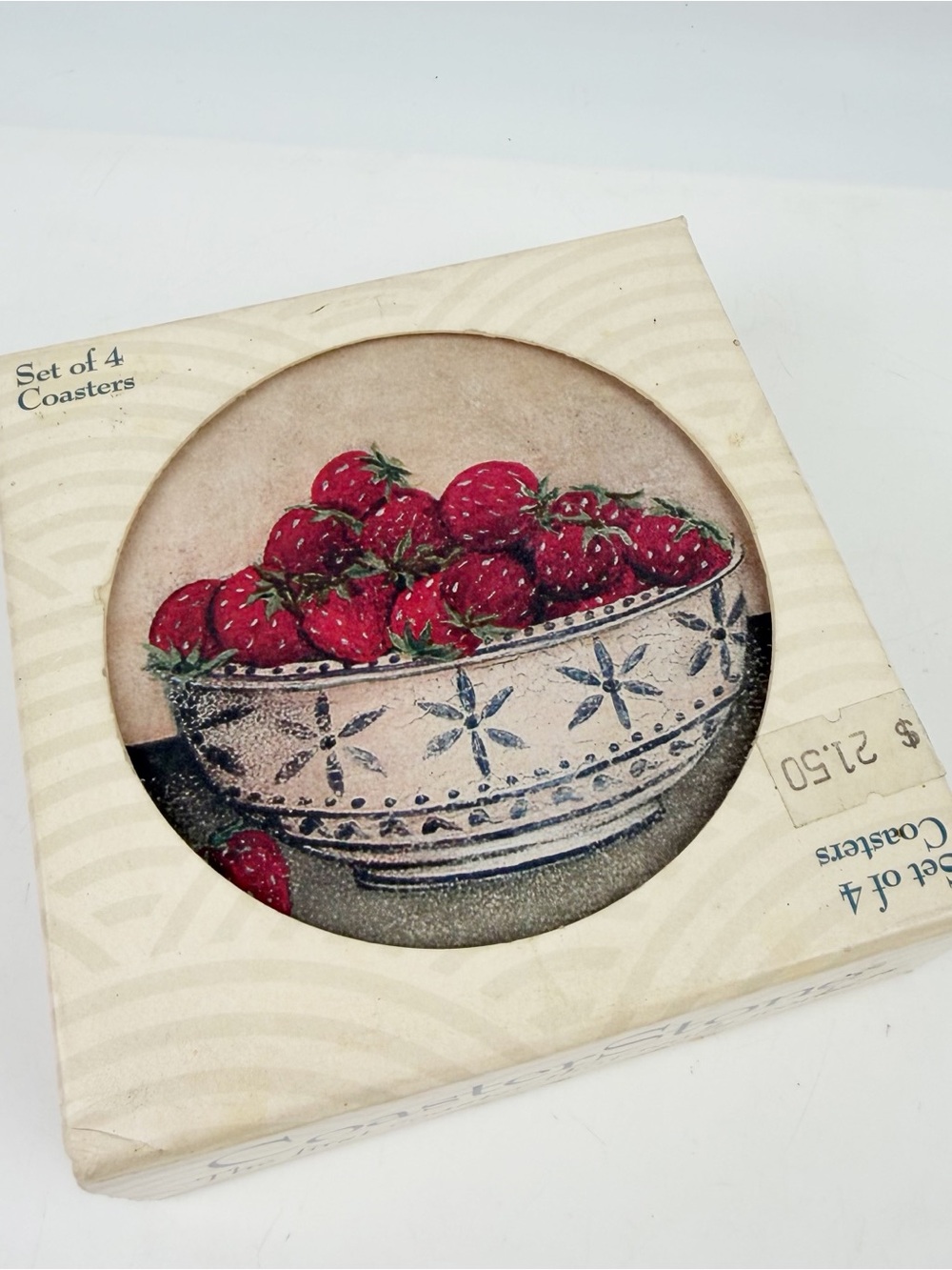Vtg CoasterStone David Brown Berry Bowls Absorbent Coasters Country Box of 4 New